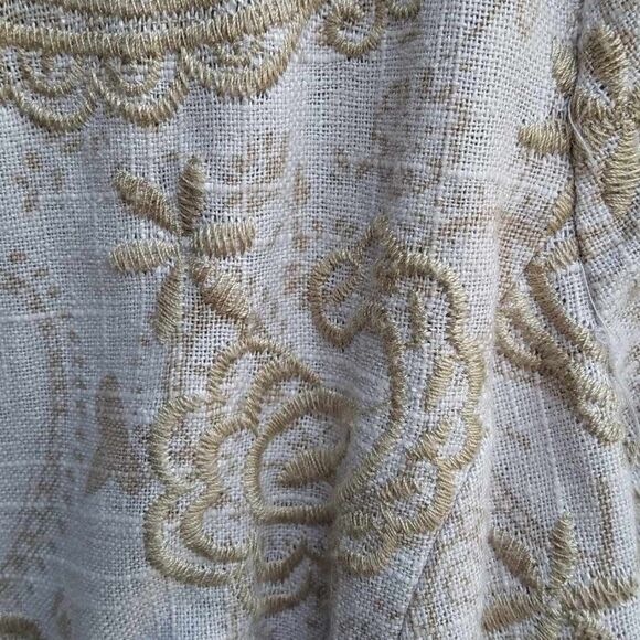 Coldwater Creek Oatmeal Linen cotton Embroidered Paisley Jacket size 12 - Picture 4 of 14